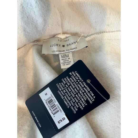 Lucky Brand Knit Cloud Cardigan Cream Camo Print White Tan M - Picture 6 of 6